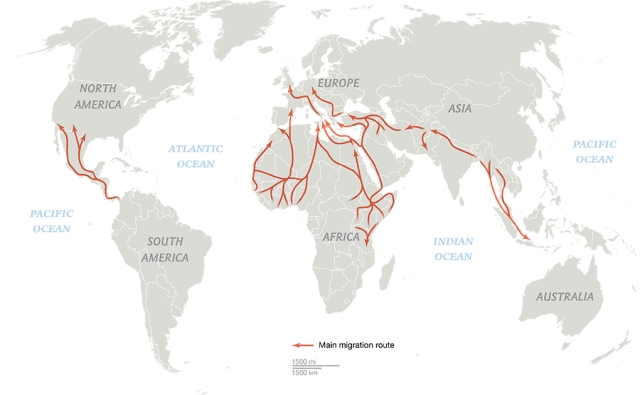 Main Global Migration Routes Early 21st Century National Geographic